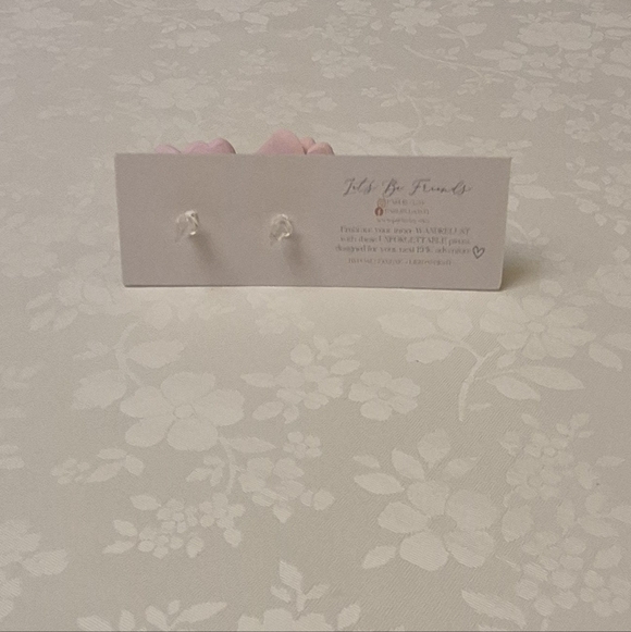 Pink Floral Earrings Pearl Handcrafted Clay Lightweight - Picture 3 of 4